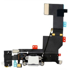 Шлейф для iPhone SE з роз’ємом зарядки та аудіо конектором (White) (Original)