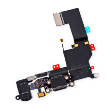 Шлейф для iPhone 5s з роз’ємом зарядки та аудіо конектором (Black) (Original)