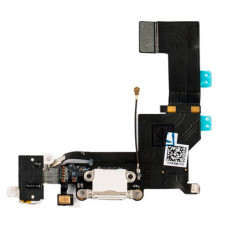 Шлейф для iPhone 5s з роз’ємом зарядки та аудіо конектором (White) (Original)